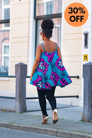 Leena Blue And Pink Flare Top Women’s Dress