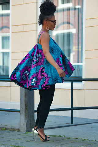 Leena Blue And Pink Flare Top Women’s Dress