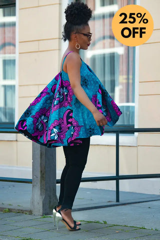 Leena Blue And Pink Flare Top Women’s Dress