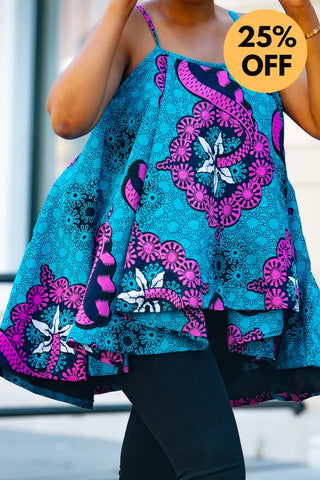 Leena Blue And Pink Flare Top Women’s Dress