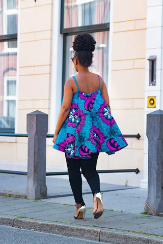 Leena Blue And Pink Flare Top Women’s Dress