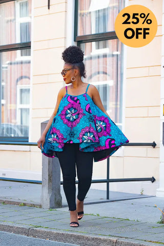 Leena Blue And Pink Flare Top Women’s Dress