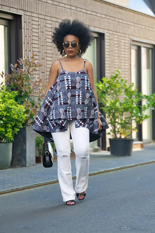 Leena Grey Flare Top Women’s Dress