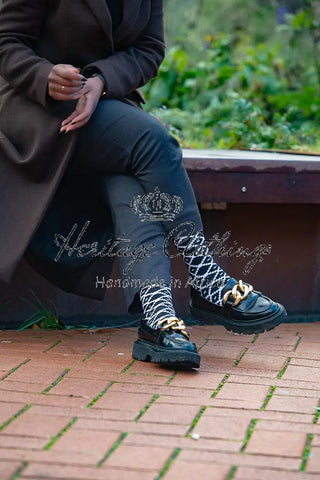 LOME BLACK AND WHITE SOCKS UK 4-8/EU 36-41