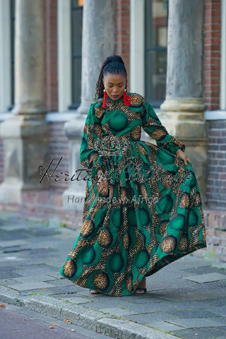 MALKIA GREEN MAXI DRESS Dresses