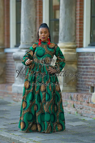 MALKIA GREEN MAXI DRESS Dresses