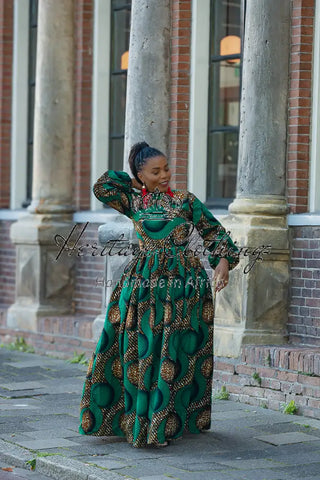 MALKIA GREEN MAXI DRESS Dresses