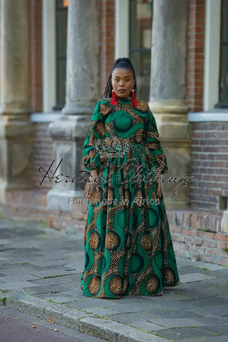 MALKIA GREEN MAXI DRESS Dresses