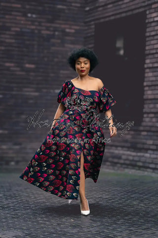 Maya Black Invisible Front Slit Dress Dresses
