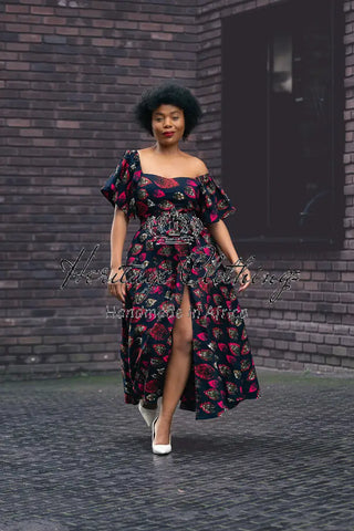 Maya Black Invisible Front Slit Dress Dresses