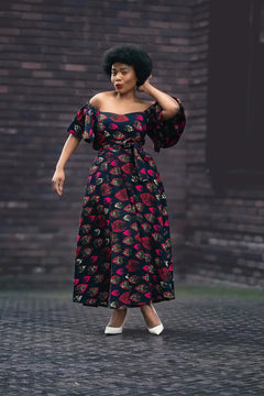 Maya Black Front-Slit Dress