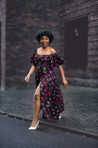 Maya Black Invisible Front Slit Dress Dresses