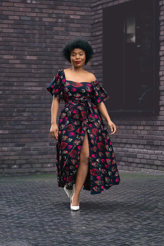 Maya Black Invisible Front Slit Dress Dresses