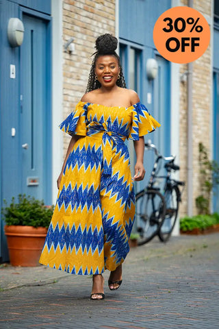 Maya Blue And Gold Invisible Slit Dress Dresses