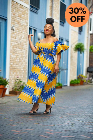 Maya Blue And Gold Invisible Slit Dress Dresses