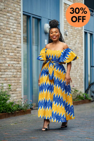 Maya Blue And Gold Invisible Slit Dress Dresses