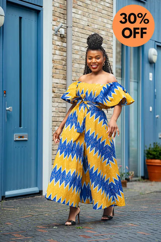 Maya Blue And Gold Invisible Slit Dress Dresses