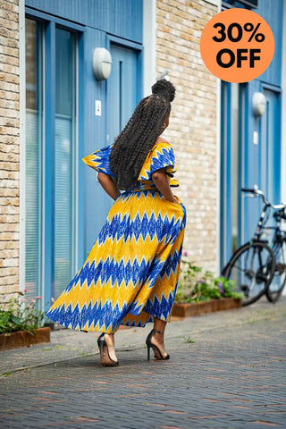 Maya Blue And Gold Invisible Slit Dress Dresses