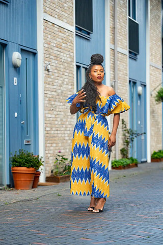 Maya Blue And Gold Invisible Slit Dress Dresses