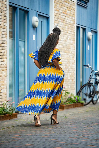 Maya Blue And Gold Invisible Slit Dress Dresses