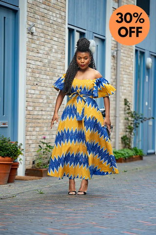 Maya Blue And Gold Invisible Slit Dress Dresses