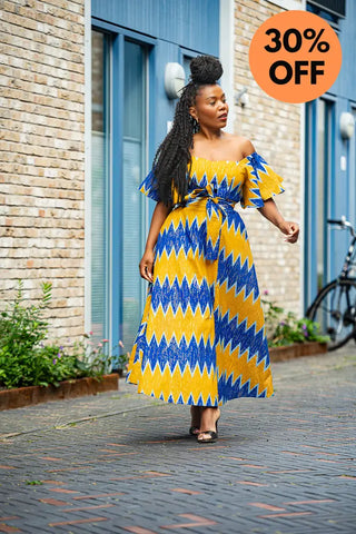 Maya Blue And Gold Invisible Slit Dress Dresses