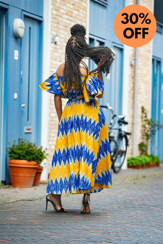 Maya Blue And Gold Invisible Slit Dress Dresses