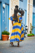 Maya Blue And Gold Invisible Slit Dress Dresses