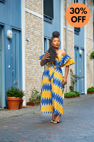 Maya Blue And Gold Invisible Slit Dress Dresses