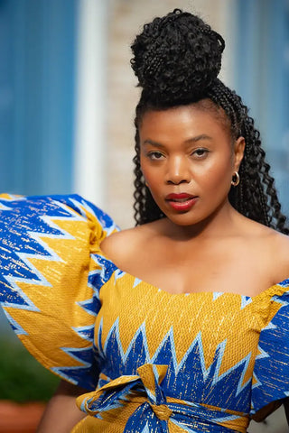 Maya Blue And Gold Invisible Slit Dress Dresses