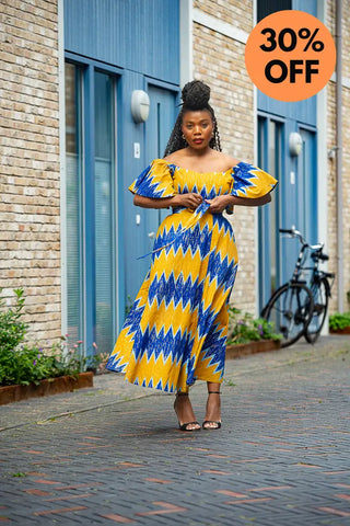 Maya Blue And Gold Invisible Slit Dress Dresses