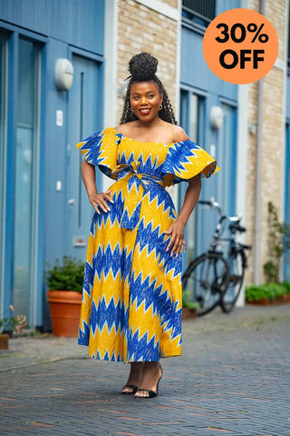 Maya Blue And Gold Invisible Slit Dress Dresses