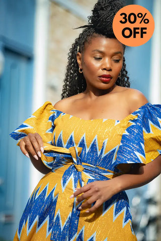 Maya Blue And Gold Invisible Slit Dress Dresses