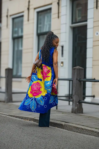 MBALI BLUE AND YELLOW SLEEVELESS DRESS Women’s Dress