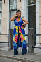 MBALI BLUE AND YELLOW SLEEVELESS DRESS Women’s Dress