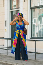 MBALI BLUE AND YELLOW SLEEVELESS DRESS Women’s Dress