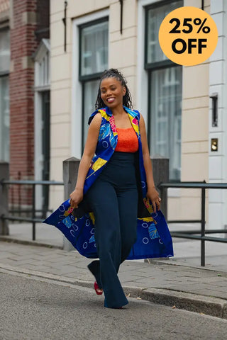 MBALI BLUE AND YELLOW SLEEVELESS DRESS Women’s Dress