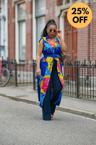 MBALI BLUE AND YELLOW SLEEVELESS DRESS Women’s Dress