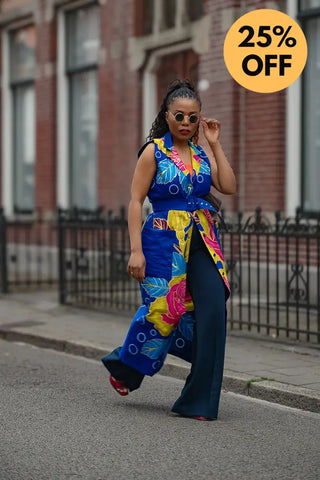 MBALI BLUE AND YELLOW SLEEVELESS DRESS Women’s Dress