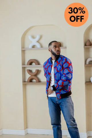 MEN’S AMMA MULTI WAY BLUE AND ORANGE BOMBER JACKET Apparel & Accessories