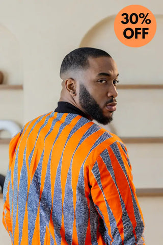 MEN’S AMMA MULTI WAY BLUE AND ORANGE BOMBER JACKET Apparel & Accessories