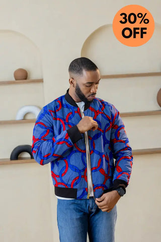 MEN’S AMMA MULTI WAY BLUE AND ORANGE BOMBER JACKET Apparel & Accessories