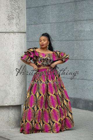 MOREMI PINK AND BLACK TWO PIECE SET Outfit Sets