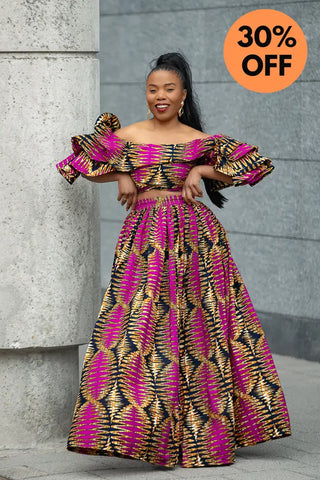 MOREMI PINK AND BLACK TWO PIECE SET Outfit Sets