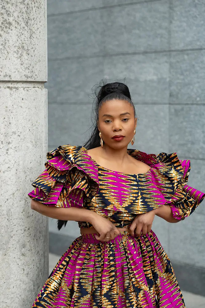 MOREMI PINK AND BLACK TWO PIECE SET Outfit Sets