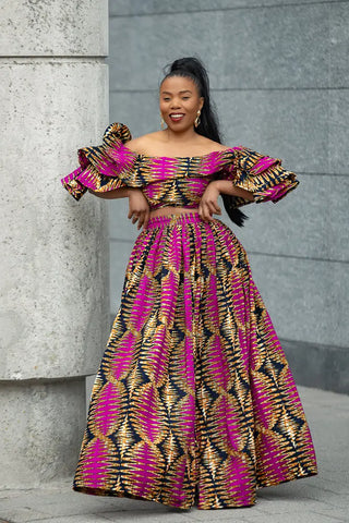 MOREMI PINK AND BLACK TWO PIECE SET Outfit Sets