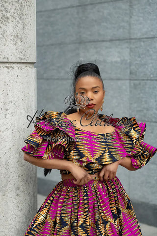 MOREMI PINK AND BLACK TWO PIECE SET Outfit Sets