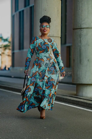 Moyo Blue And Orange Midaxi Dress