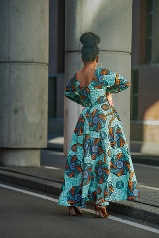 Moyo Blue And Orange Midaxi Dress