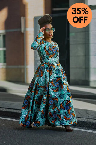 Moyo Blue And Orange Midaxi Dress